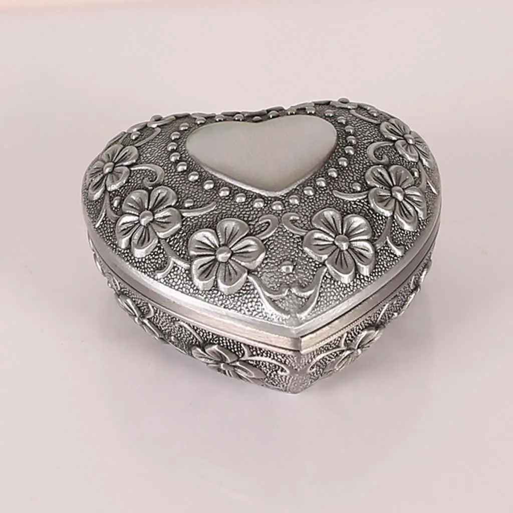 Retro Heart Shaped Jewelry , Zinc Alloy Classy Vintage Container for Earrings ,Anniversary ,Necklace, Lover Family