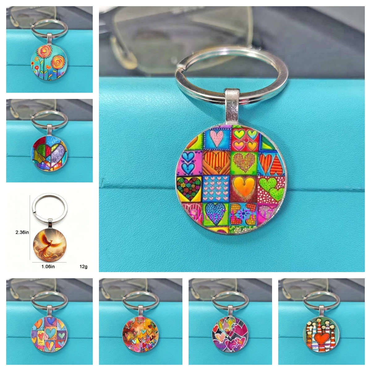 Recommended romantic keychains with love cartoon patterns in various colors for couples