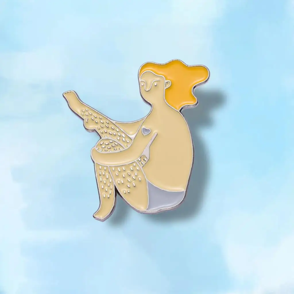 The Furry Leg Brooch of A Girl with Yellow Hair Brooch Accessories Backpack Alloy Brooch Badge Enamel Lapel Pins Wholesale