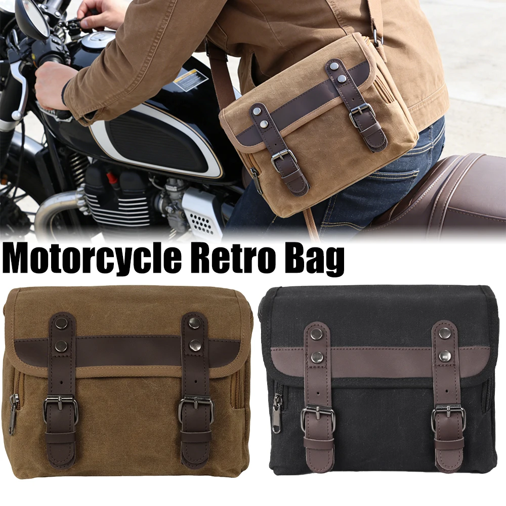 

Мотоциклетная боковая сумка в винтажном стиле, водонепроницаемая, из вощеного холста, для инструментов, подвесная, наплечная, универсальная сумка для мотоциклистов