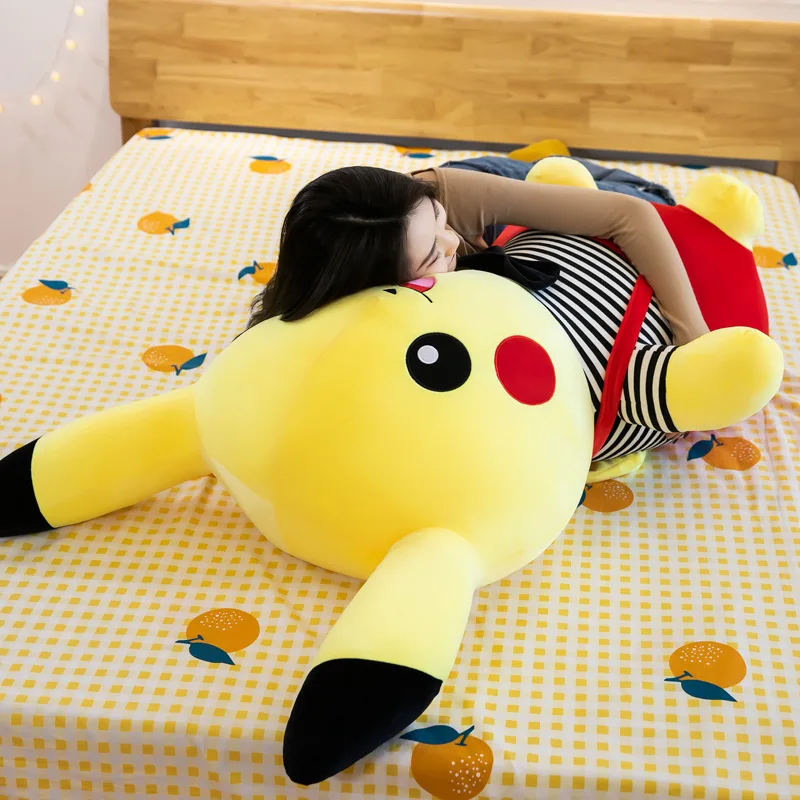 Новая креативная плюшевая игрушка Пикачу с ремешком, милая мягкая кукла, большая подушка для детей, подарок на день рождения, Рождество, мягкий плюш
