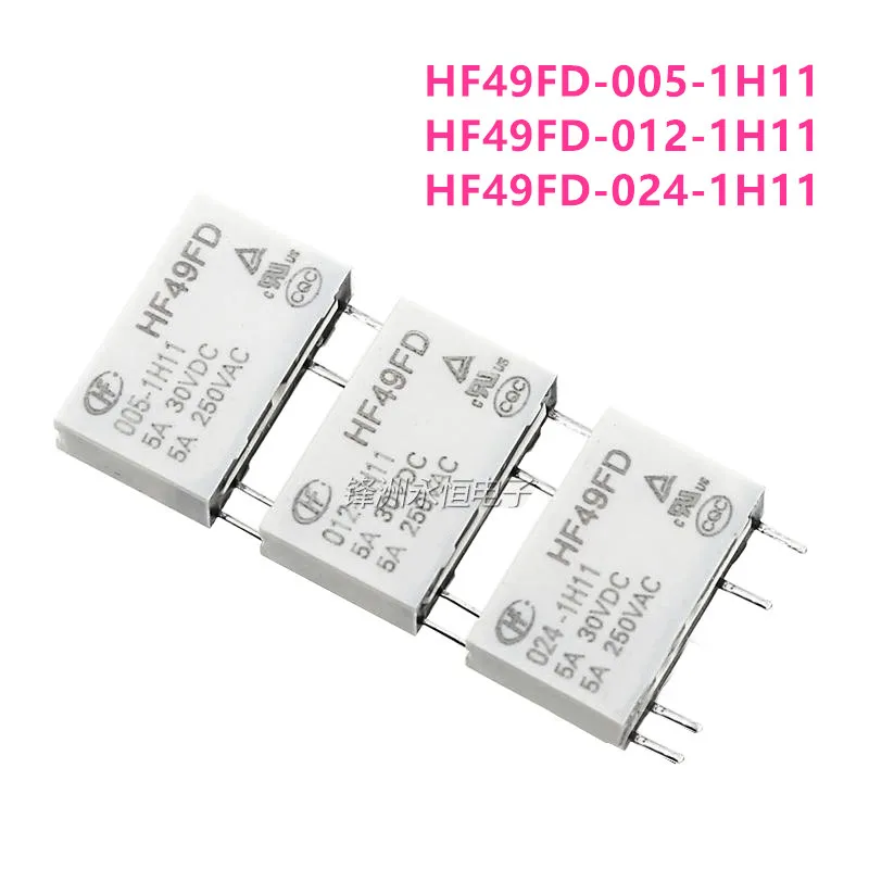 5Pcs HONGFA Relay HF49FD-005 012 024 -1H11 1H11T 1H12 1H12T 4Pin 5A 5V 12V 24V Miniature Power Relay