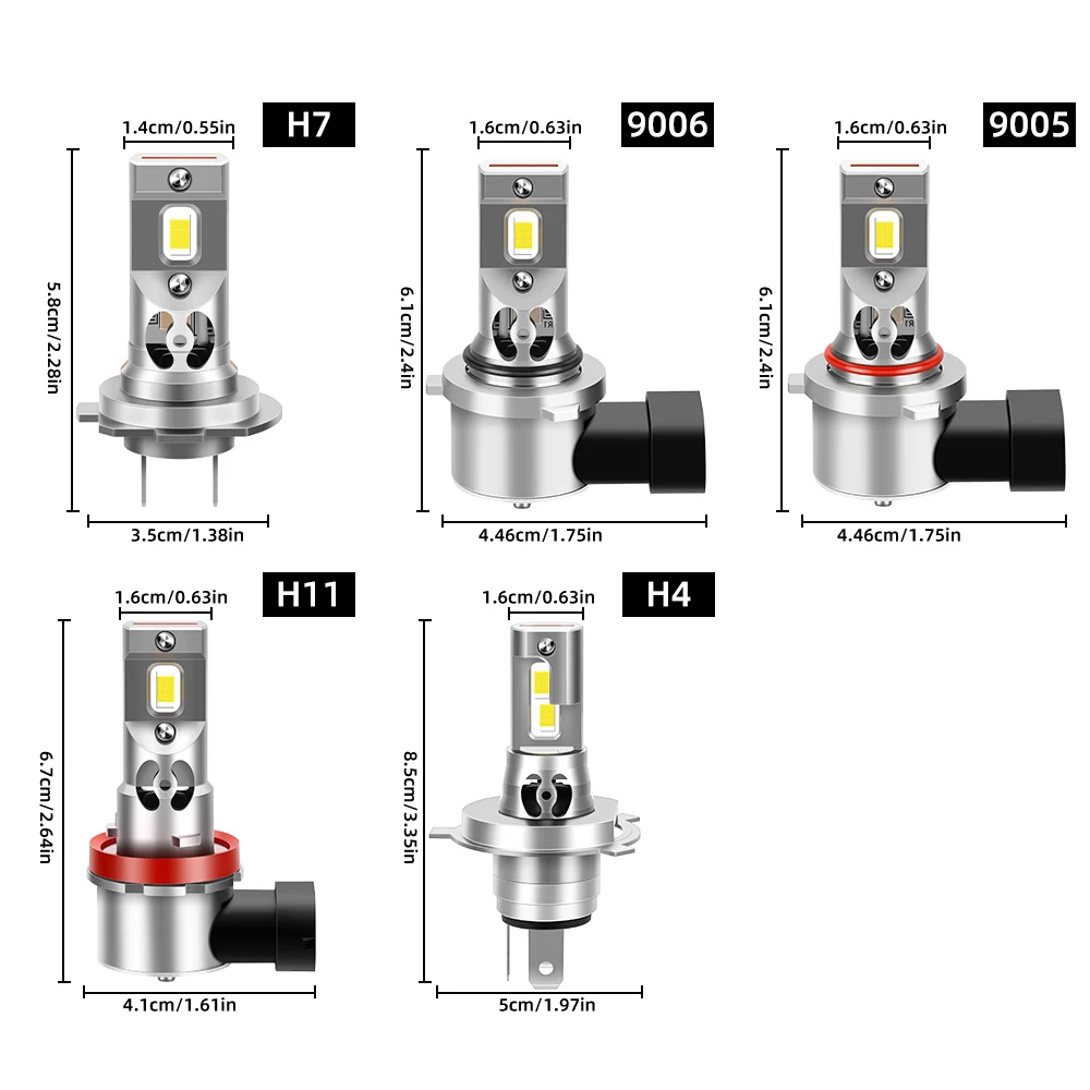 H11/H8 Canbus Headlight 9005/HB3 9006/HB4 H4 H7 H11 Lamps 40000+ 6500K Fog LED 99% High Compatibility Plug and Play 2 Pack