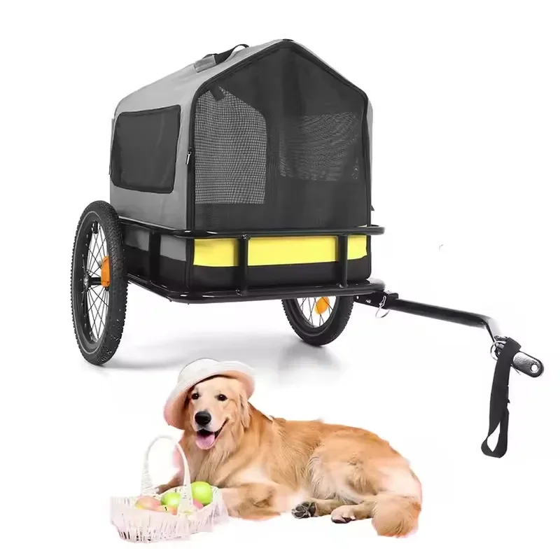 for Bike Pet Trailer Dog Cat Carrier Universal Hitch Compatible Waterproof Foldable Outdoor Cycling Travel Wagon