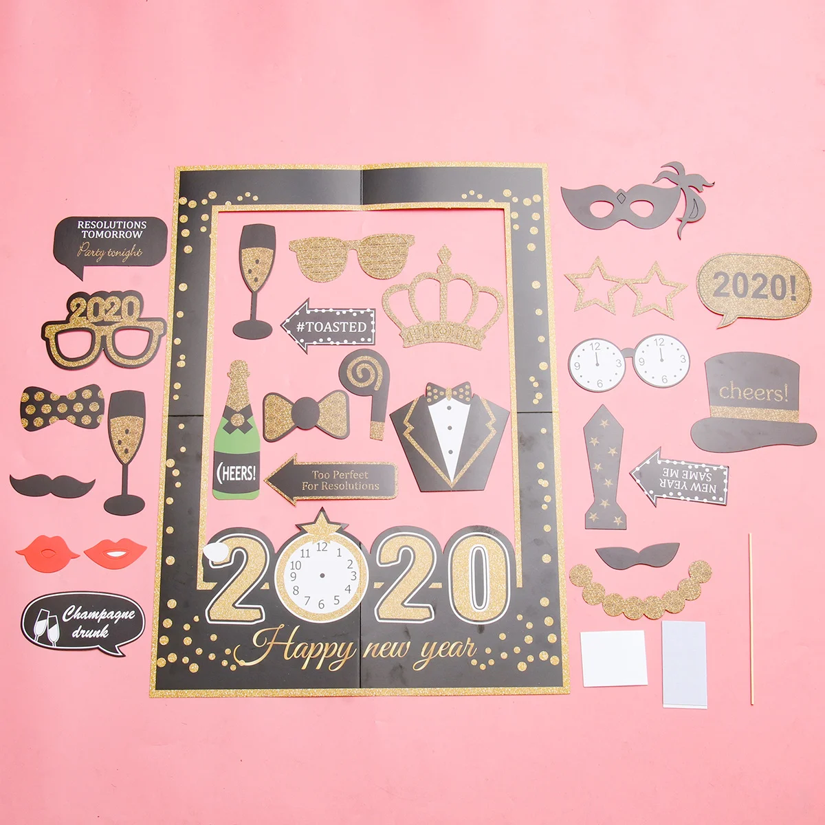 

27pcs New Year Photo Props Set 2020 Party Picture Booth Accessories Diy Frame Card Accessories For Birthdays Weddings Prom