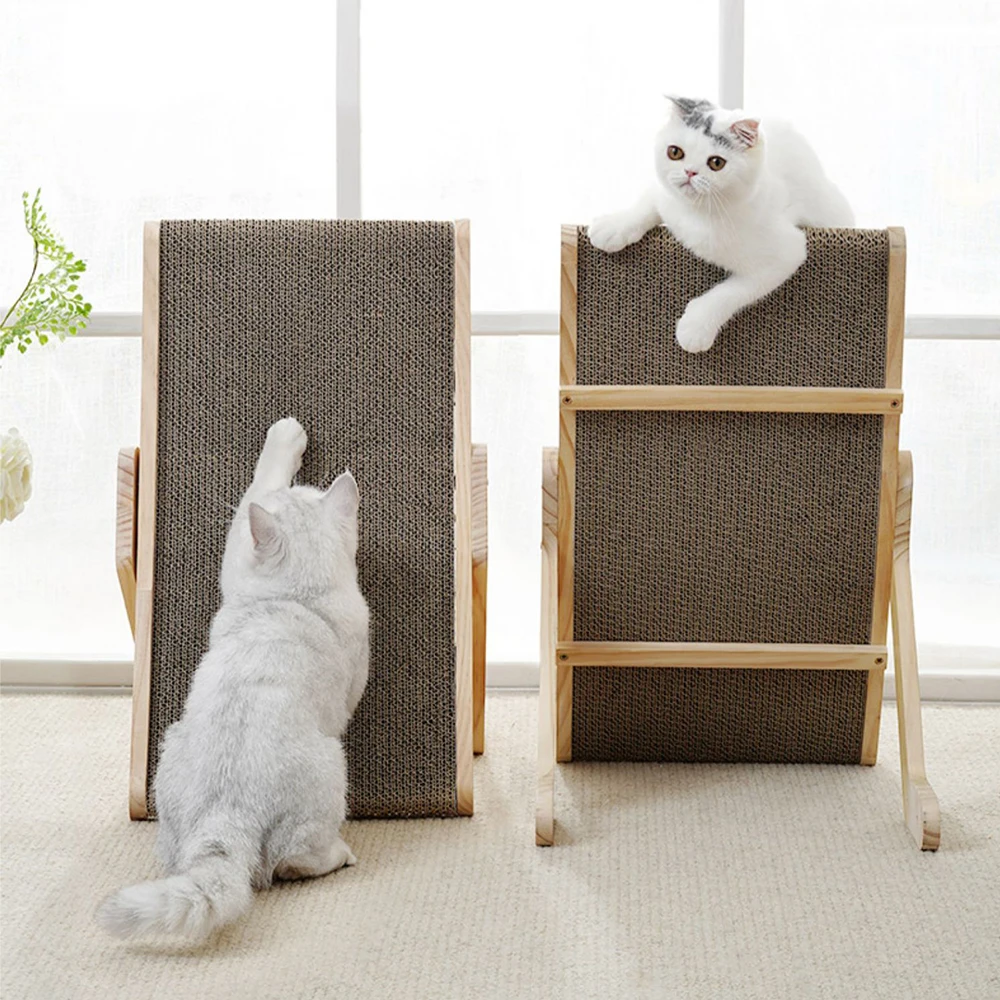 Cat Scratcher Cardboard With Solid Wooden Frame Kitten Scrapers Scratching Bed Reversible Pet Furniture For Cats 5 in 1 Toys