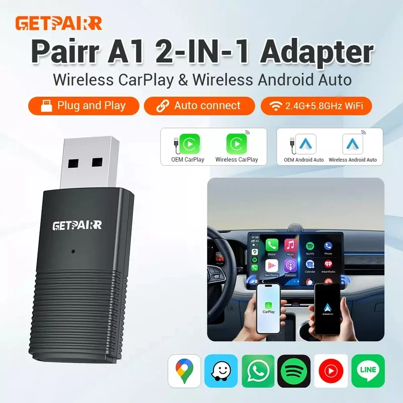 

New Adapter Pro 2 in 1 Wireless CarPlay Android Auto Dongle Car Accessories for Benz Chevrolet Ford Honda Toyota VW MG Bmw Audi