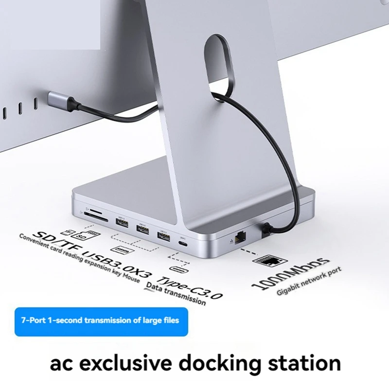 Imagem -06 - Estação de Ancoragem do Hub Usb c 7in Leitor de Cartões de Rede Gigabit tipo c para Acessórios de Portas Imac 2023