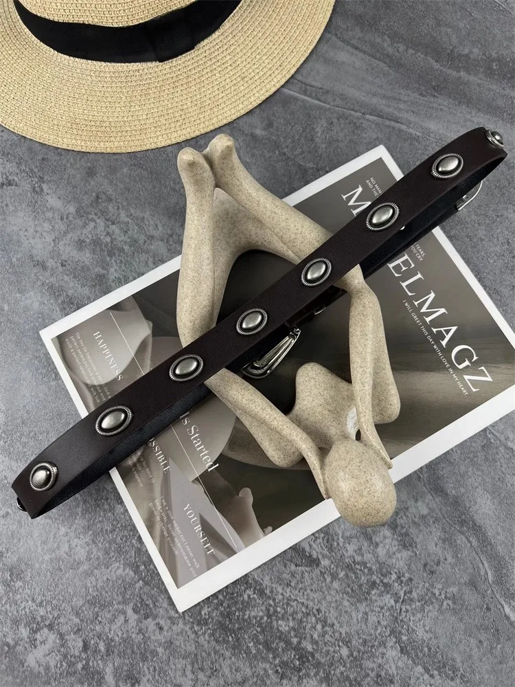 여성용 빈티지 PU 가죽 리벳 코르셋 여성용 허리띠 코트 허리띠 드레스 장식 좁은 벨트 J1699