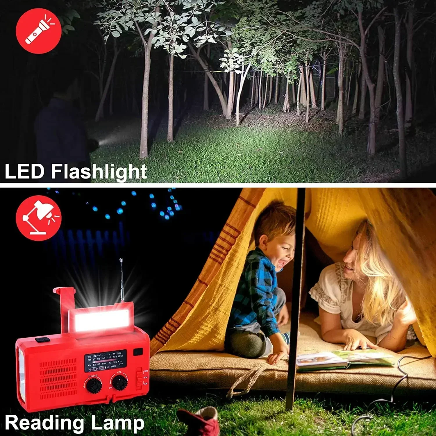 US.EU الطوارئ الطاقة الشمسية كرنك اليد دينامو يختتم 4000mAh شاحن الهاتف البنك SOS AM/FM/NOAA الطقس جيب مصباح يدوي راديو