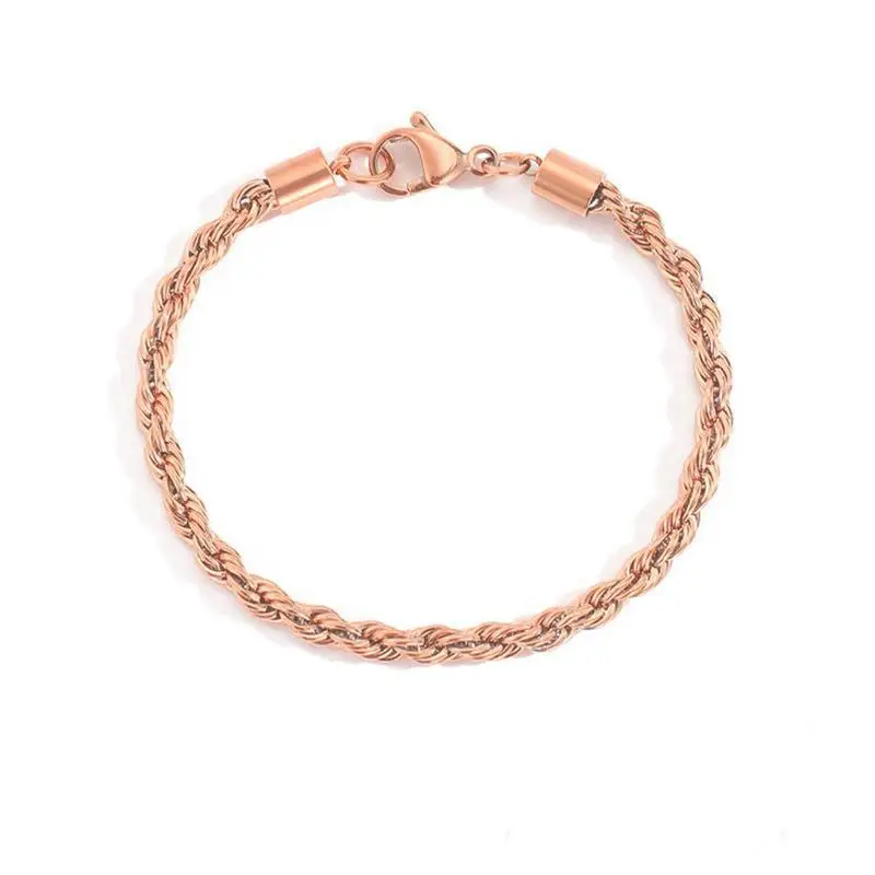 Stainless Steel Rope Chain Bracelet Women Bangle Gold Color Minimalist 3mm 4mm Hand Accessories Trend Hippie Jewelry Female C048 image 8