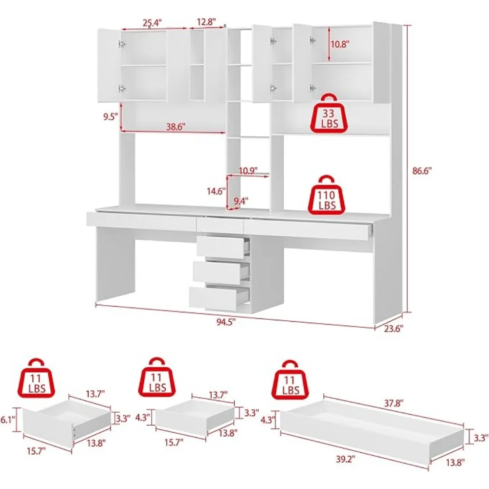 2-in-1Computer Desk for2Person with 82.7