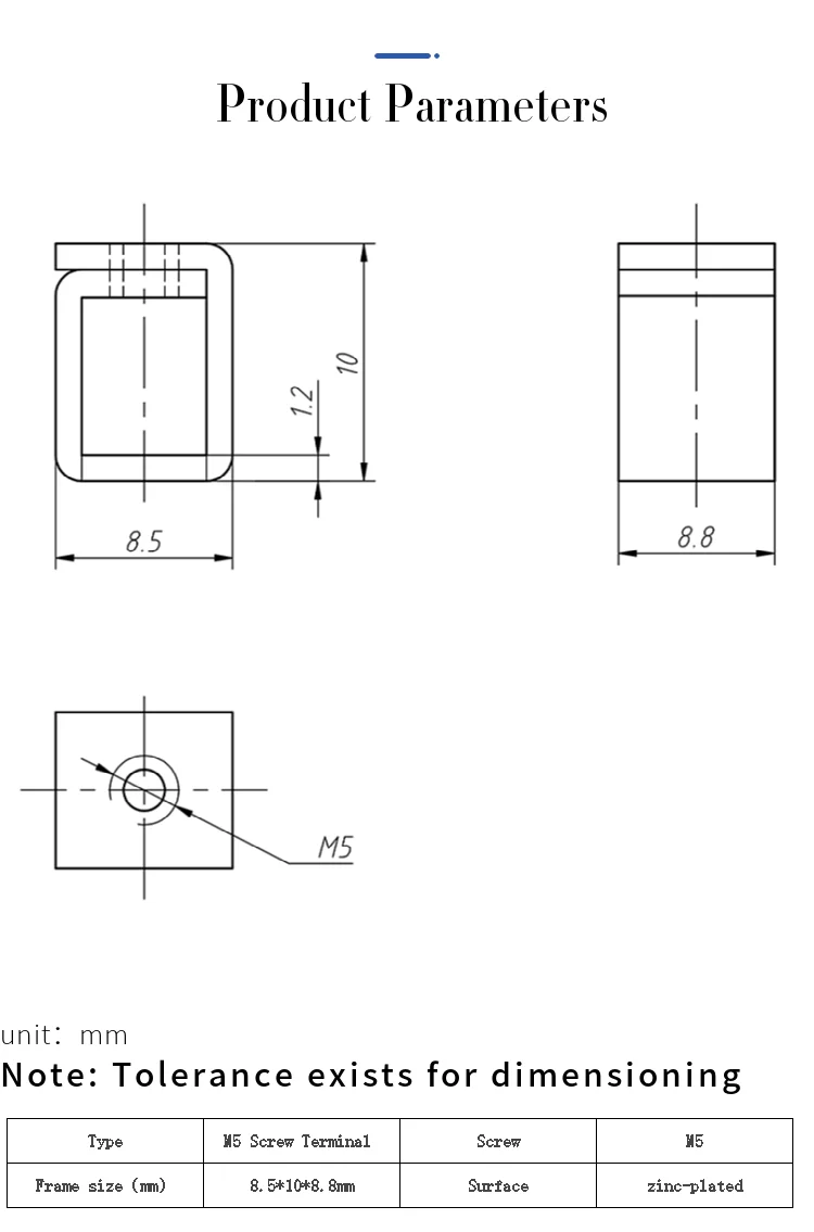 5PCS M5 terminale a vite connettore del telaio di cablaggio 8.5*10*8.8 interruttore automatico con scheda di cablaggio M5 meter testa vite cablaggio