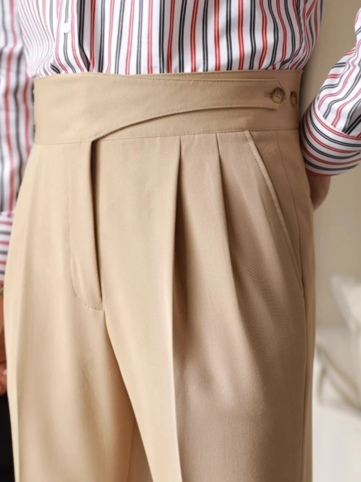

High Waist Men's Business Casual Straight Leg Pants Spring Season No Ironing Required Comfortable Long Trousers for Youth