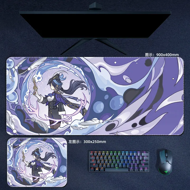 แผ่นรองเม้าส์แบบอนิเมะ genshin แผ่นรองเมาส์แบบกระแทก Hu TAO nahida SCARA Raiden แผ่นรองเมาส์สำหรับเล่นเกมมังงะคอมพิวเตอร์แผ่นรองปูโต๊ะ