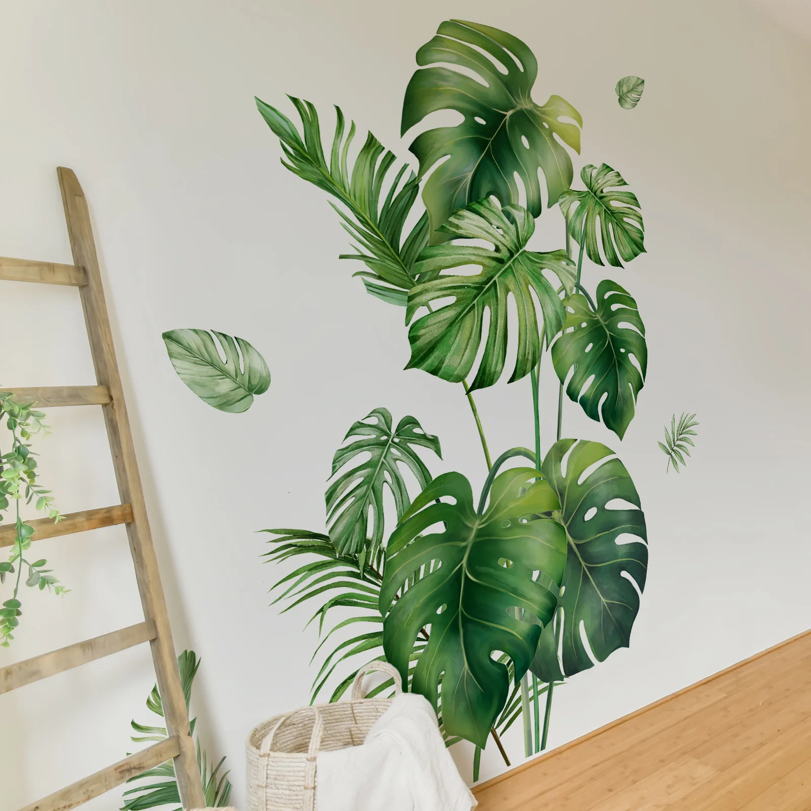 Europe Large Size Green Plant Wall Decal Sticker for Home Decoration Monster Leaf Design Easy To Apply and Remove Home Wall Art view 3