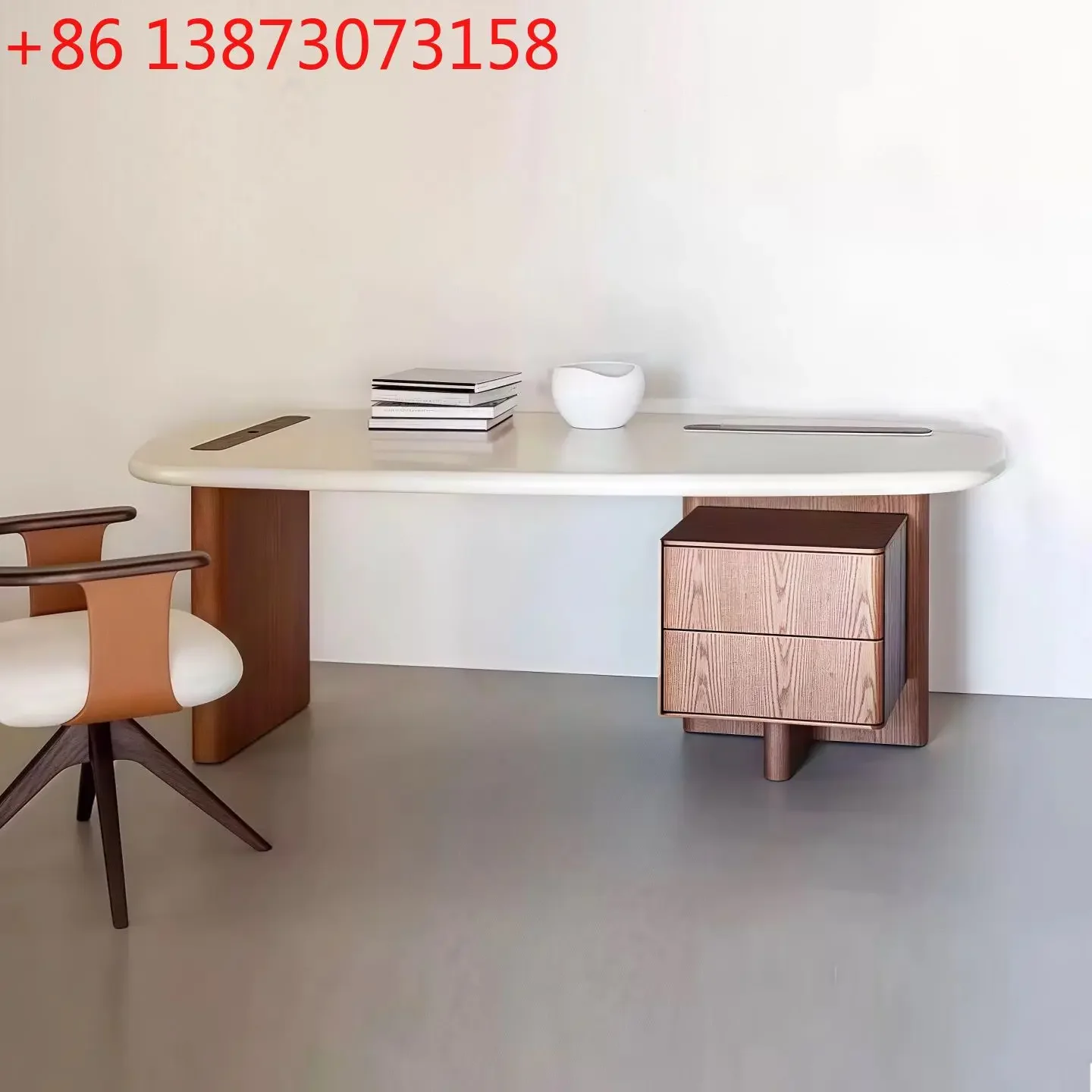 

Medieval style solid wood desk Italian minimalist desk light luxury modern wabi-sabi style study table
