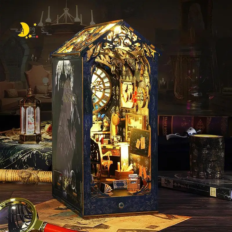 

AF95-DIY Book Nook Kit, книжная полка DIY Booknook, 3D деревянная головоломка, декоративная для детей/взрослых