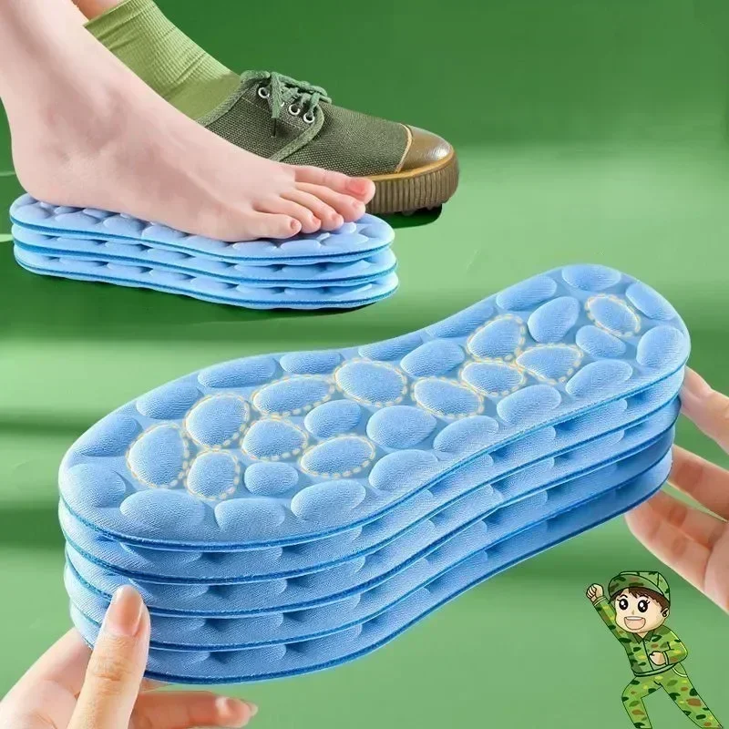 Plantillas deportivas 4D para zapatos, desodorante para hombres y mujeres, cojín transpirable, plantillas para correr para pies, masaje ortopédico, almohadillas para el cuidado de correr