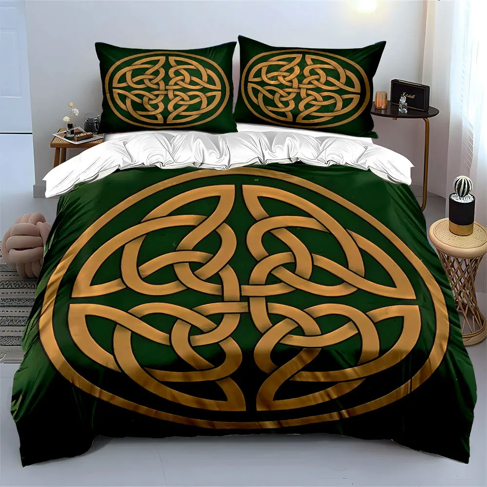 

Decorative Celtic Knot Set Bedding Set with 1 Duvet Cover 2 Pillowcases Single Double King Queen, Gift