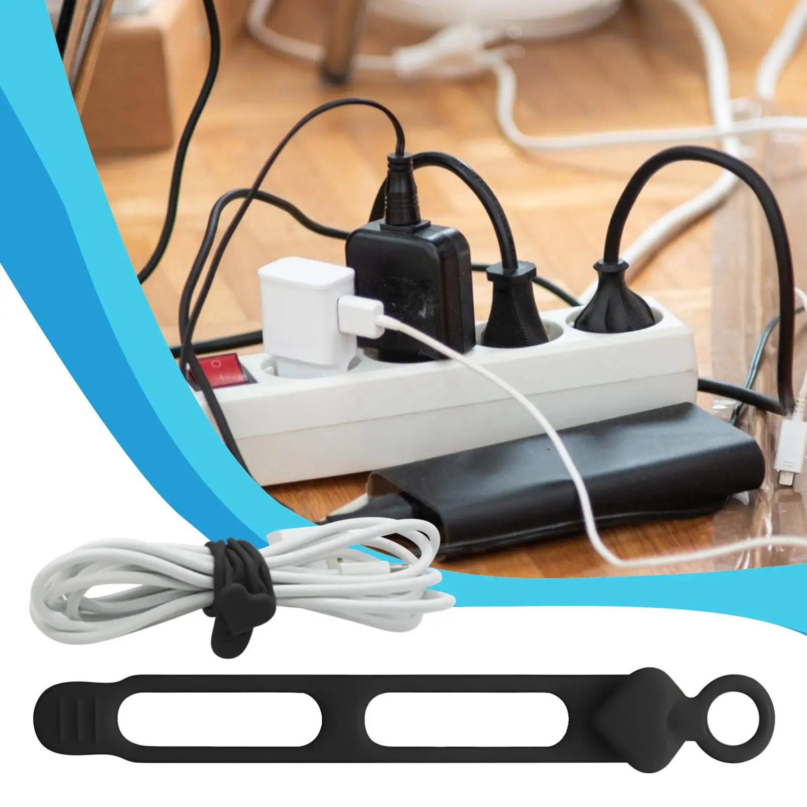 Electrical Cable Ties 10 Piece Silicone Cable Ties Multipurpose Elastic Cord Fastening Bundling For Wire Outdoor Storage Car