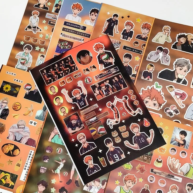8 Stück/Set Haikyuu Anime Peripherie-Aufkleber Hinata Shoyo Tobio Kageyama Notizbuch Collage-Material Wasserfeste Aufkleber Spielzeug Geschenk