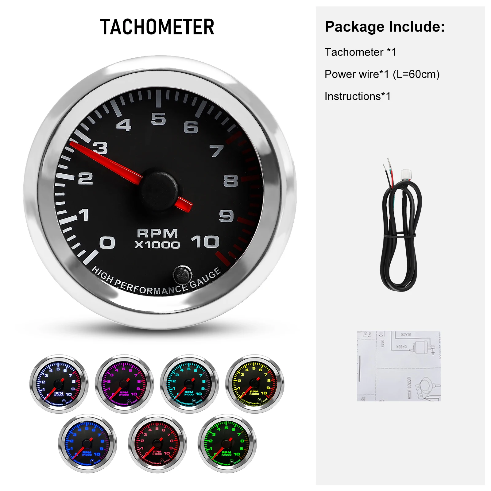 Nieuwe 12 V 52mm 7 Kleuren Auto Boost Watertemperatuur Olietemperatuur Olie Druk Lucht brandstofverhouding Voltmeter EGT toerenteller RPM Gauge