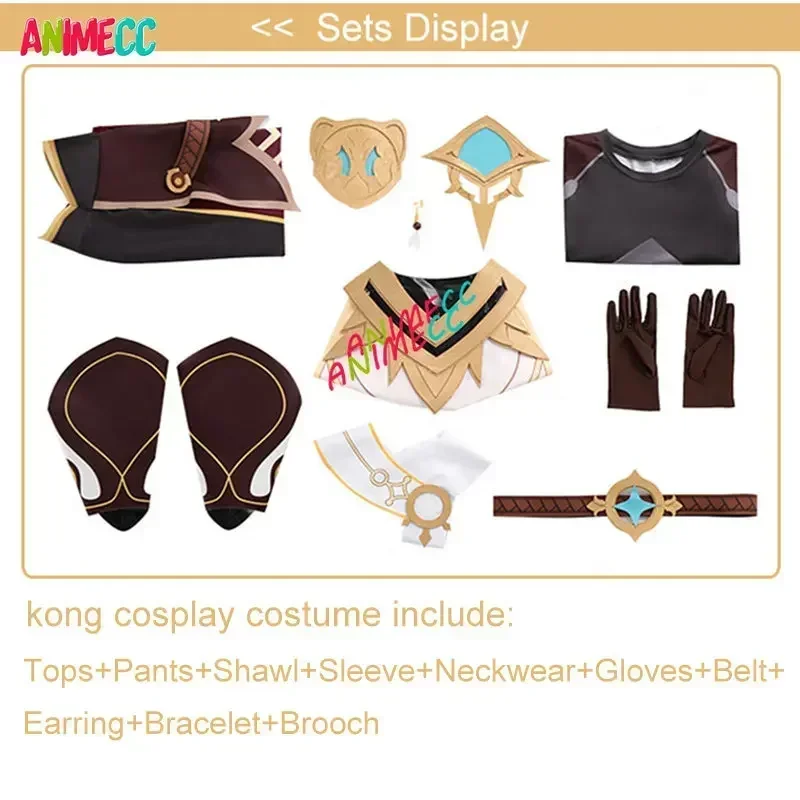 CosplayANIMECC in Stock S-XL Traveler Aether Genshin Impact Sora Kong Cosplay Costume Wig  Anime Game Halloween Party Outfit for