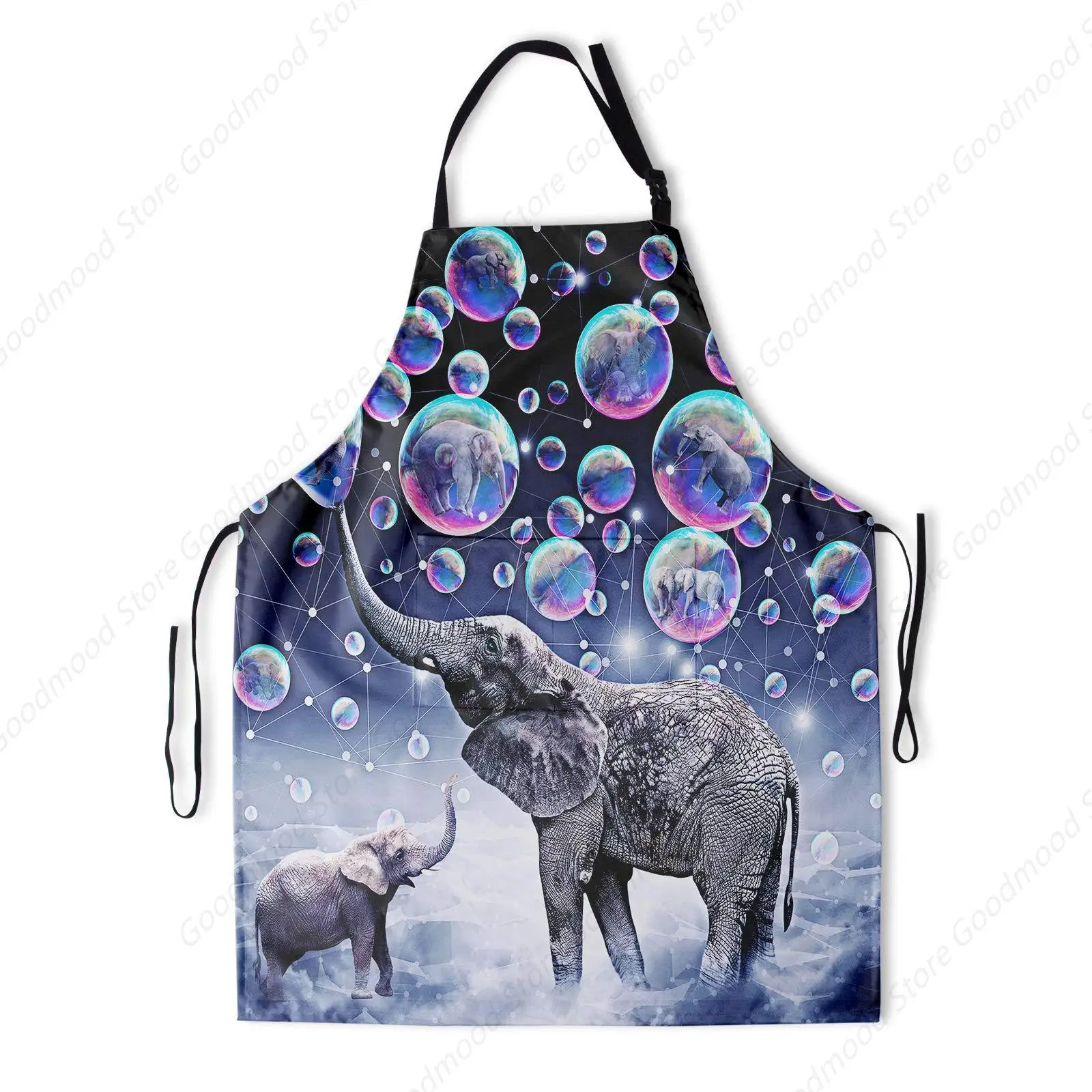 

Elephant Apron Cute African Animals Print Kitchen Chef Cook Aprons with Adjustable Neck Pattern Waterproof Aprons with Pockets