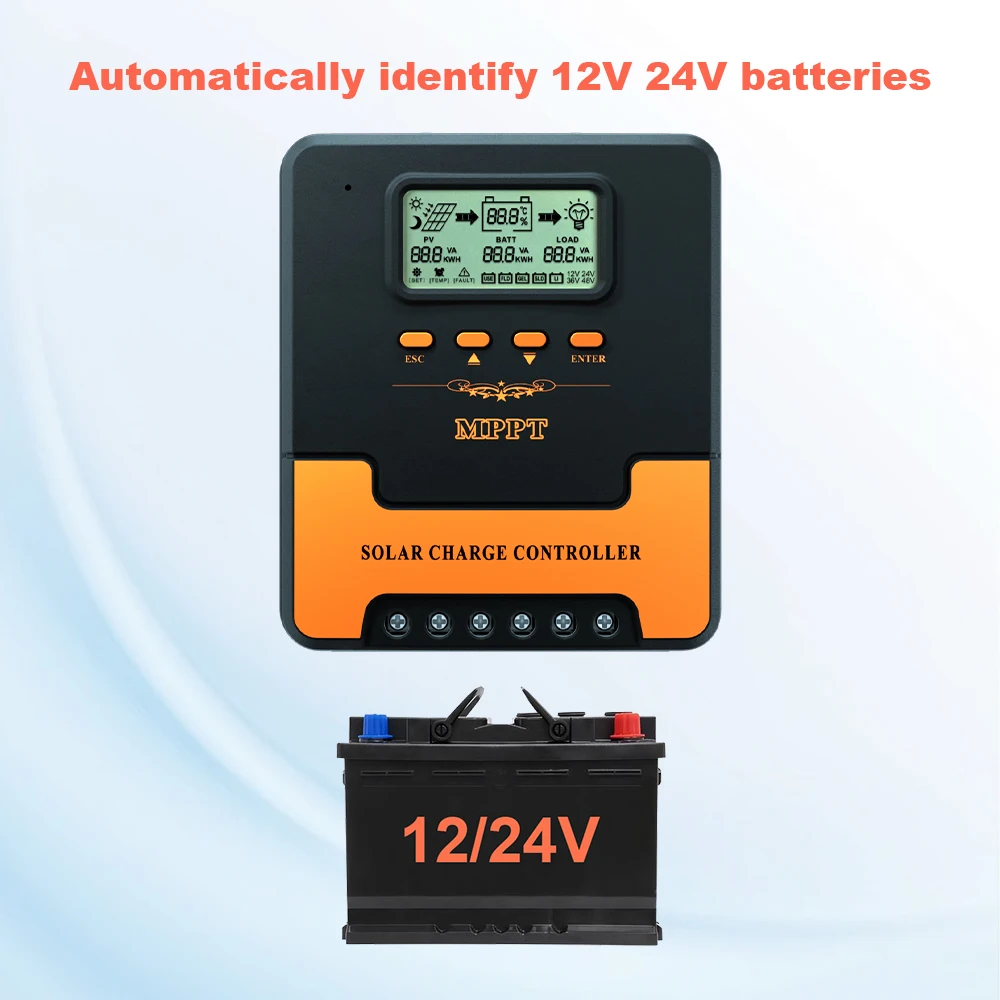 MPPT Solar Charger Controller 60A 50A 40A 30A 20A 10A 12V 24V Solar Panel Regulator LCD Display Various Load Control Modes