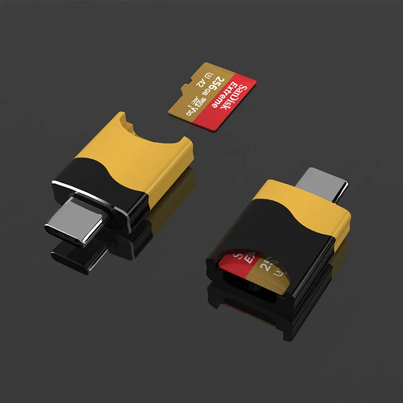 

1 шт. мини-считыватель карт Type-C мобильный OTG Micro SD из алюминиевого сплава со скрытым слотом для карт Plug Play флэш-накопитель для Huawei iPad Macbook