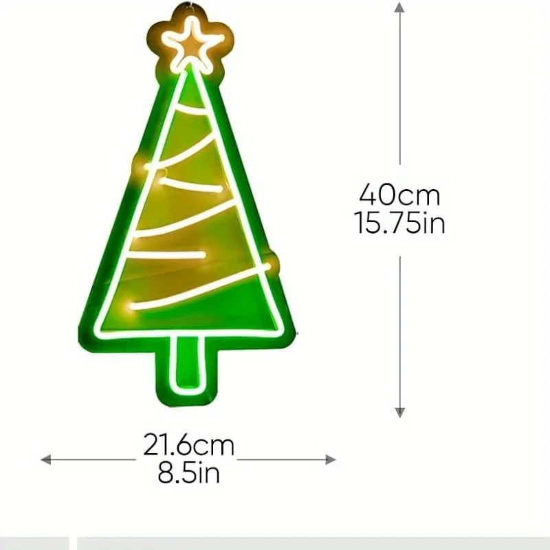 شجرة عيد الميلاد النيون علامة LED ضوء النيون لزينة عيد الميلاد زينة عشية عيد الميلاد هدايا عيد الميلاد للطفل USB بالطاقة #2