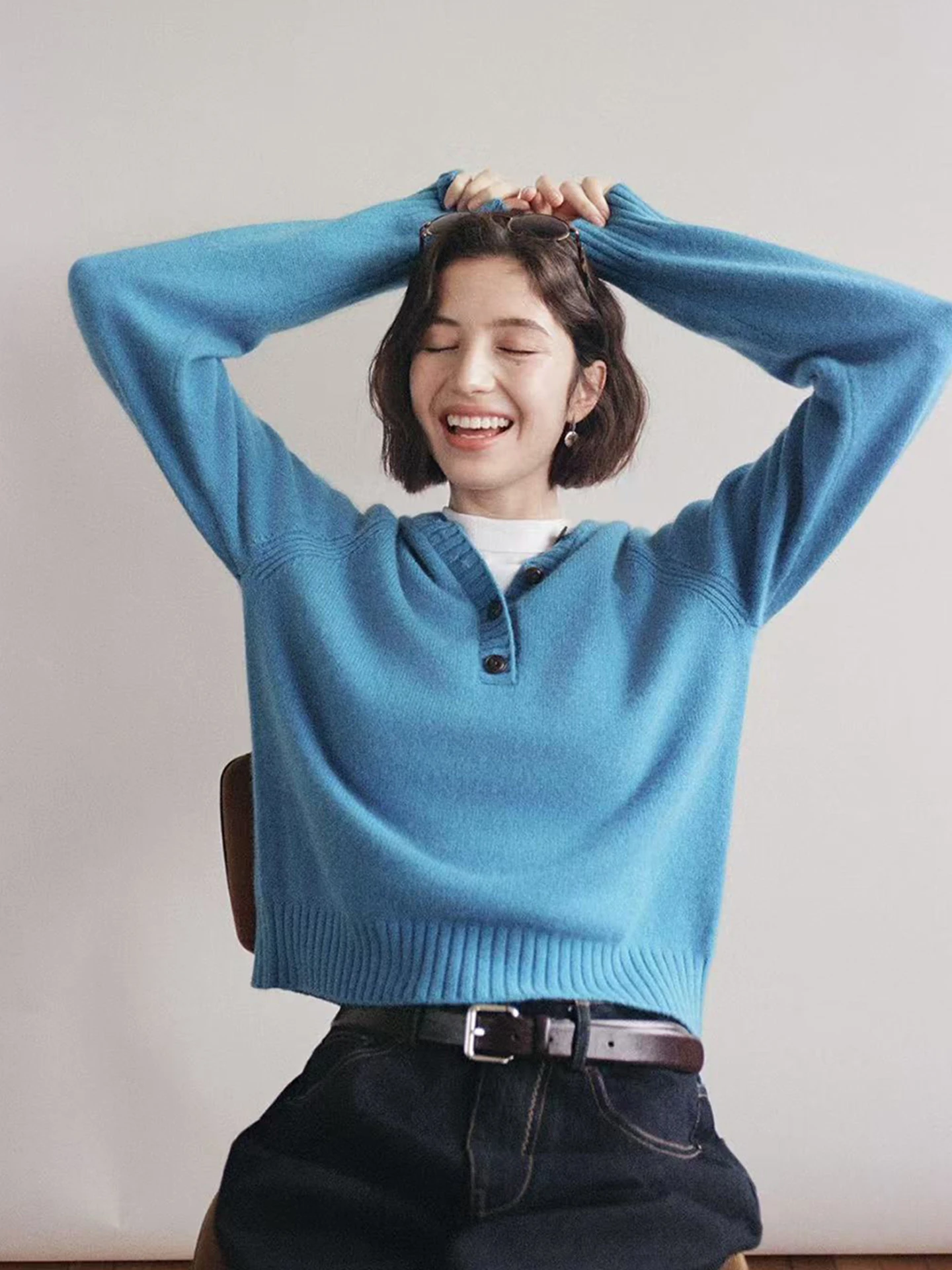 

Knitted Long Sve Red Camere Sweater Casual Loose Fit Winter Thermal Underwear Comfortable Skin-friendly Korean Sle