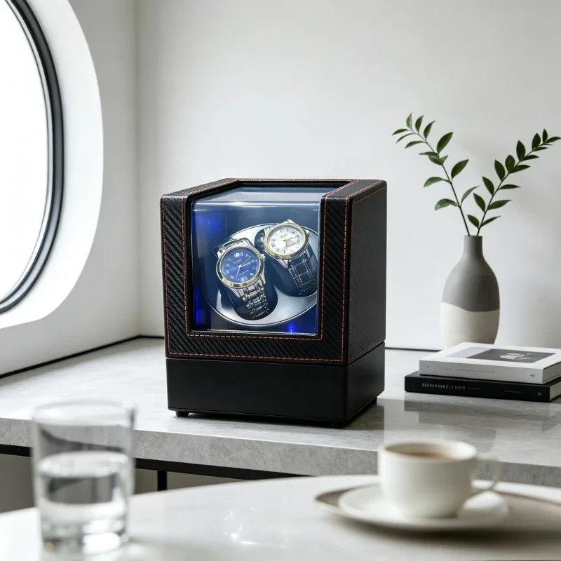 Leather Dual Watch Winder USB Powered Silent Motor Rotating Display Storage Case for Mechanical Watches Men 시계 와인더