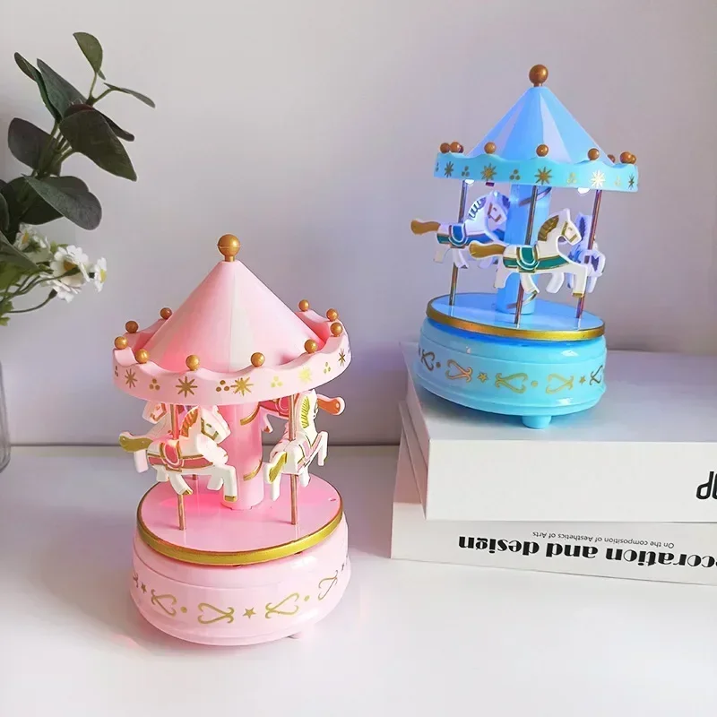 Luxury Carousel Music Box 4 Horses Rotate Rotation Romantic Luxury Carousel Toys Handwork Music Box Gifts electroless 2025