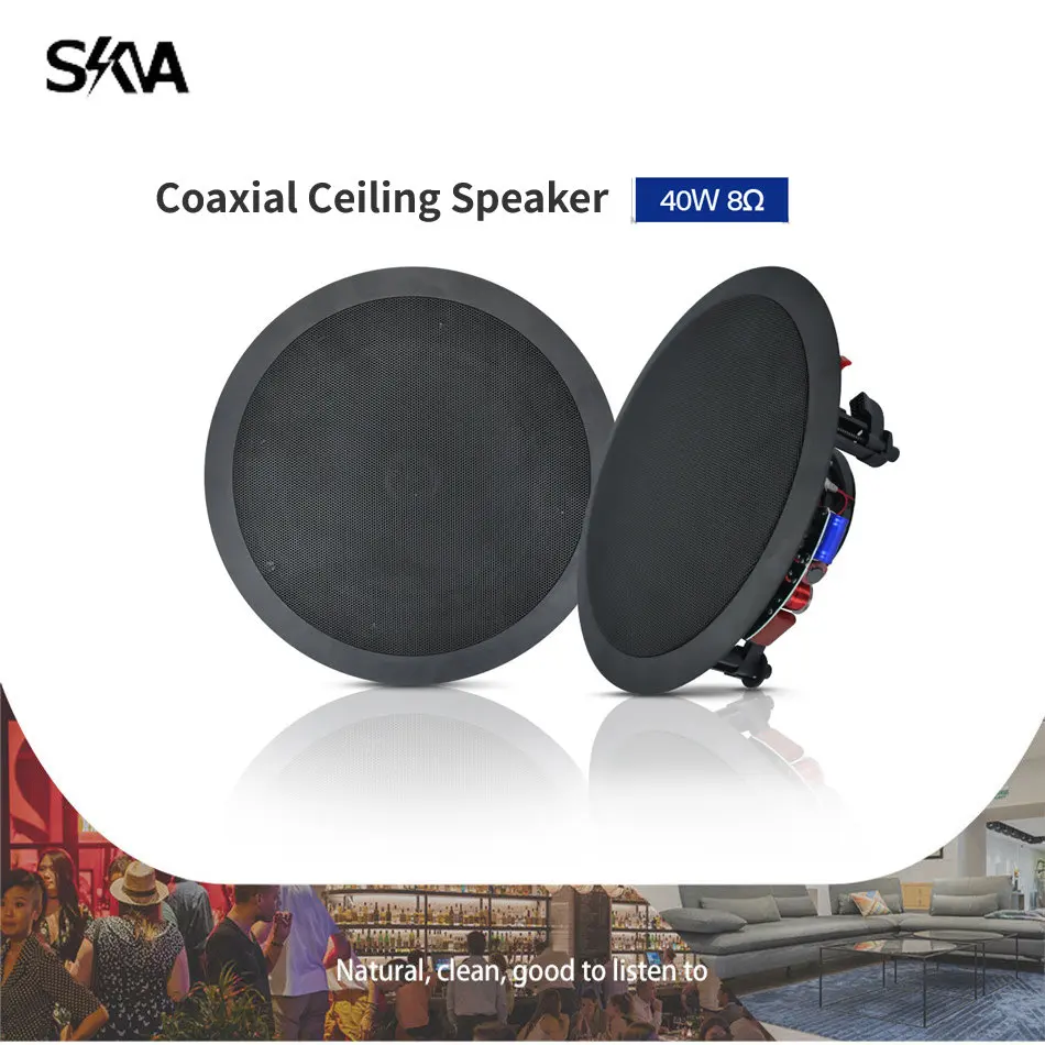 

8Inch 40W Coaxial Ceiling Speaker HiFi Surround Sound Quality PA Background Music Pro Loudspeaker Perfect for Indoor and Home