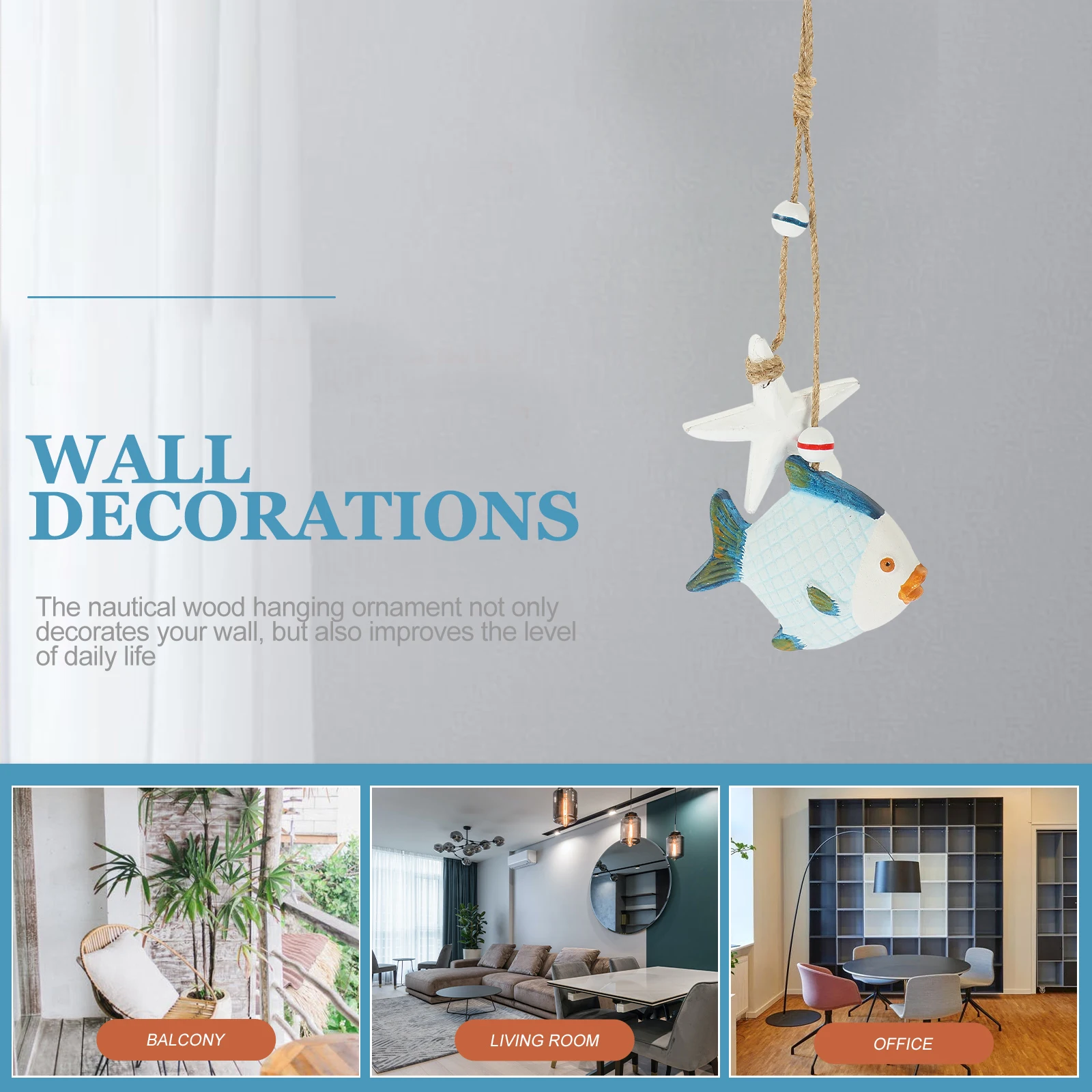 Wooden Hanging Decoration Ocean Bathroom Coastal Wall Nautical Home Ornament Theme
