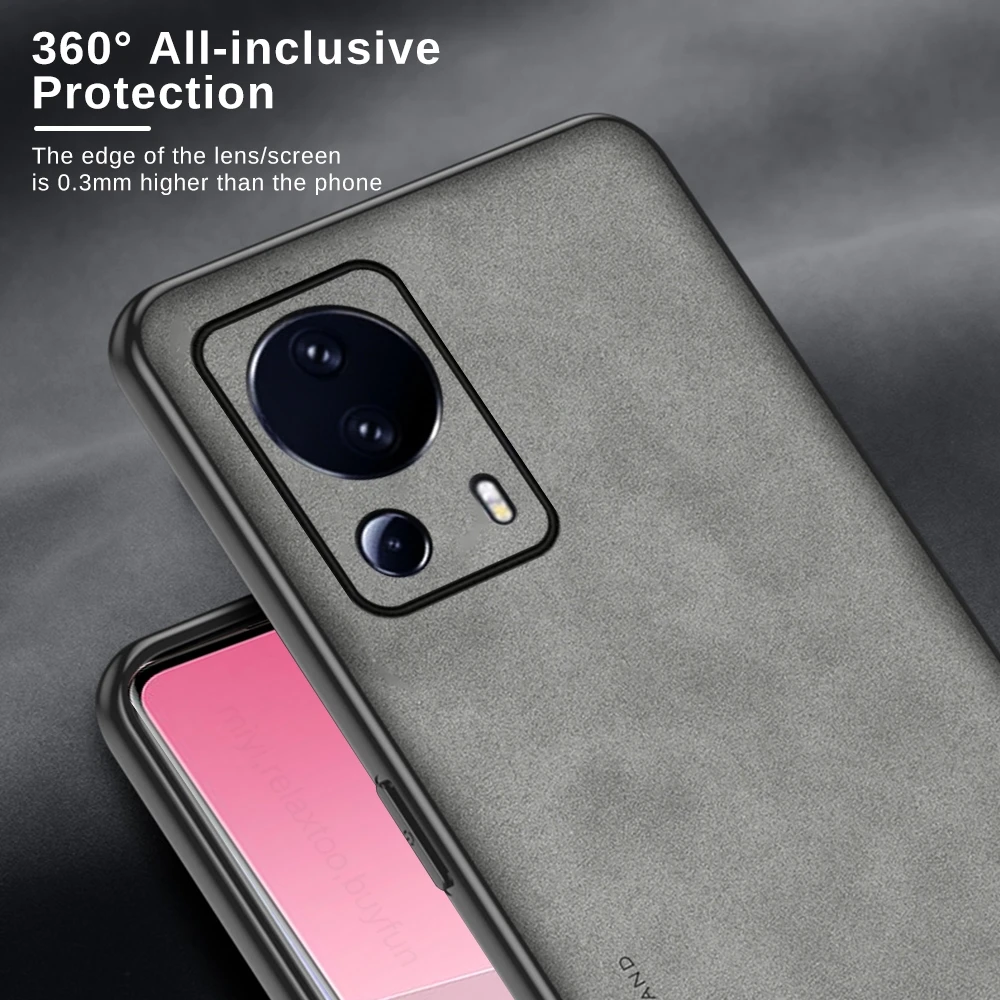 For Xiaomi 13 Lite 5G Case Lambskin Leather Cases On Xiomi Mi 13 Lite 13Lite Light 5G Camera Shockproof Soft Silicone Back Cover