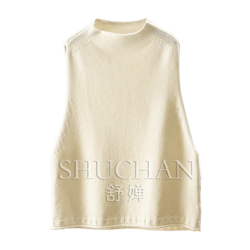 

Striped 100 Wool Chimney Collar Sleeveless Sweater Vest Women 91C1 Sweater Mujer Sueter Mujer Invierno