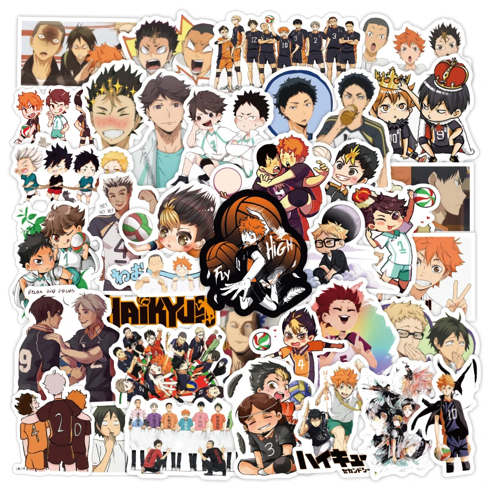 50/100PCS Haikyuu!! Anime Stickers Cartoon Decals Decoration Skateboard Fridge Laptop Motorcycle Waterproof Sticker for Kids Toy