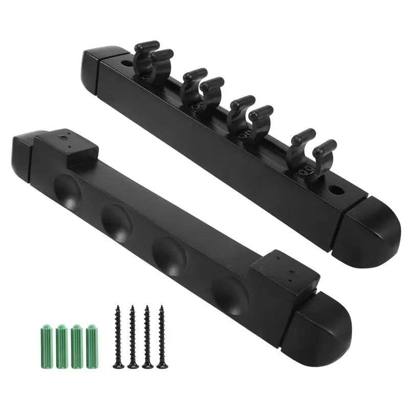 NALFI-4 Holes Wall Mounted Hardwood Billiard Cue Rack Pool Cue Rack 6 Clips Billiard Holder Bracket Accessories