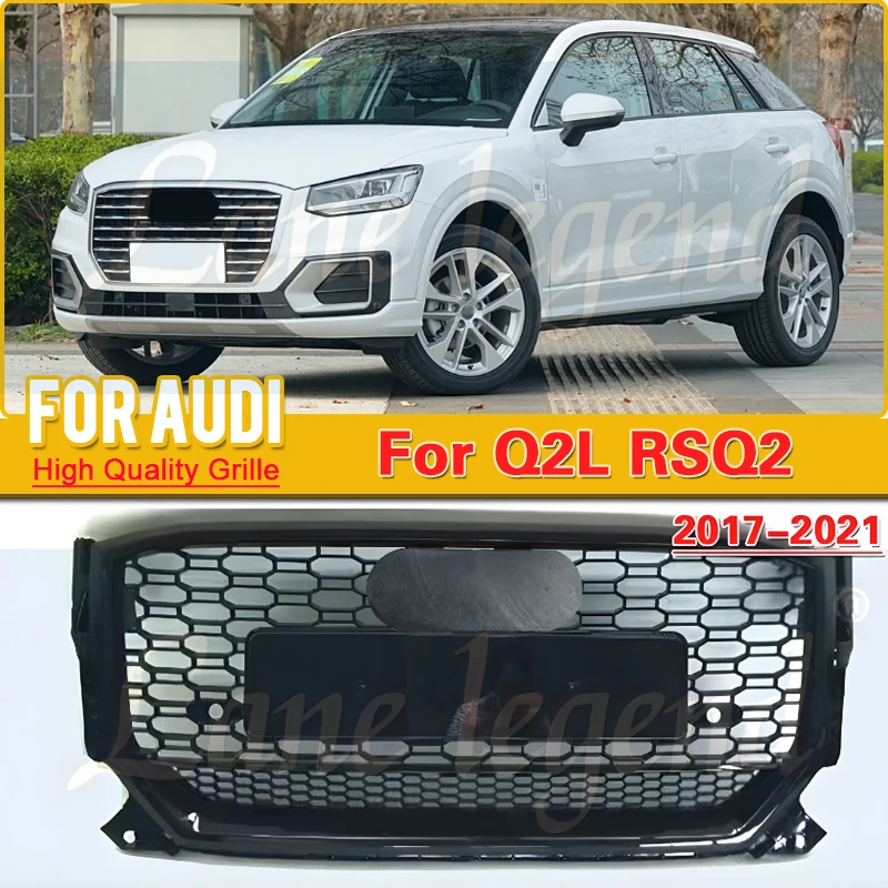 Change to RSQ2 Style Front Bumper Grille Fit For Audi Q2 Q2L 2017-2021 High Quality ABS Upper Grilles Racing Grills