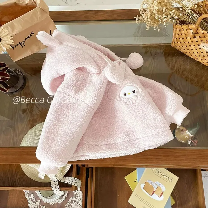 

Girly Heart Hello Kitty Anime Kawaii Sanrio Fleece Hoodie 2025 Autumn Winter Kt Cat Cartoon Cute Hooded Top Clothes Gifts