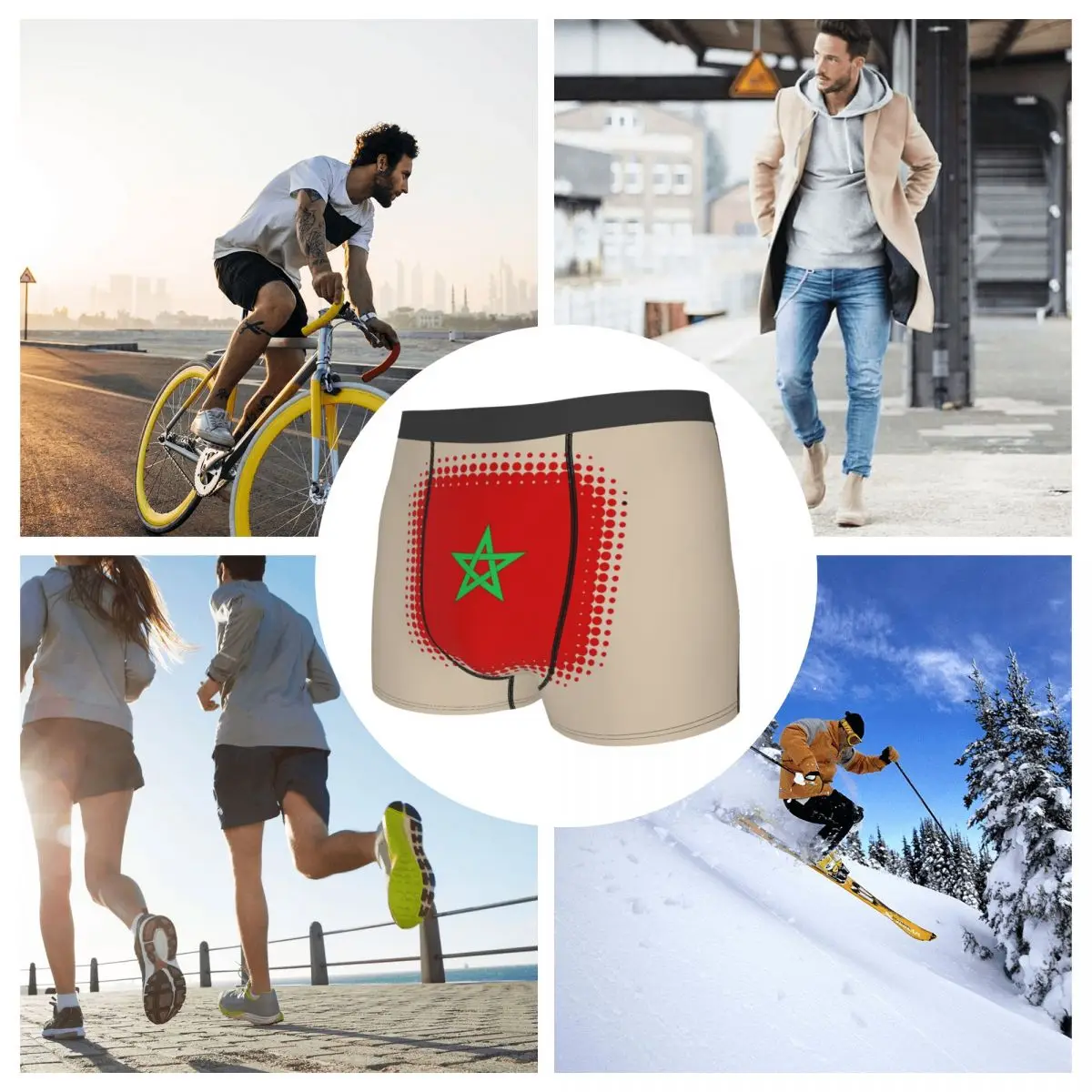 Трусы-боксеры, шорты с флагом Марокко, трусы в стиле ретро, мужские дышащие трусы для мужчин, подарки бойфренду