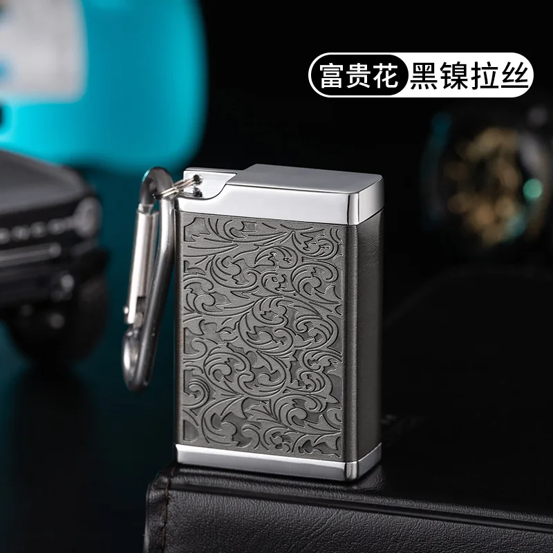 New Portable Engraved Pattern Ashtray Outdoor Keychain Portable Car Ash Storage Tool Personalized Lighter Cigarette Box