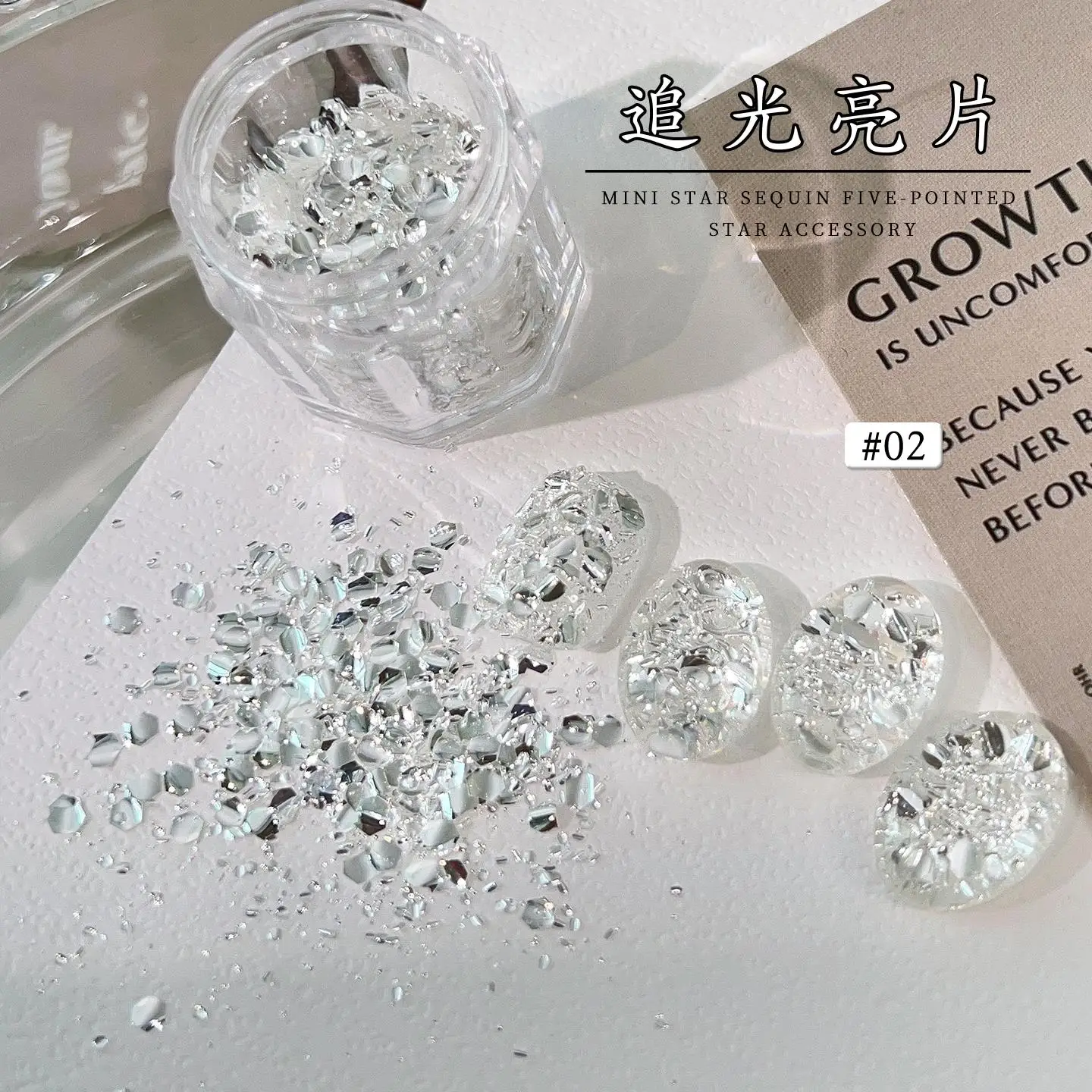 1/2Boxes 3D Dazzling Nail Glitter Sequins Mixed-Shapes Sparkling Silver Flakes for Festival Party Body Face Manicure Decorations