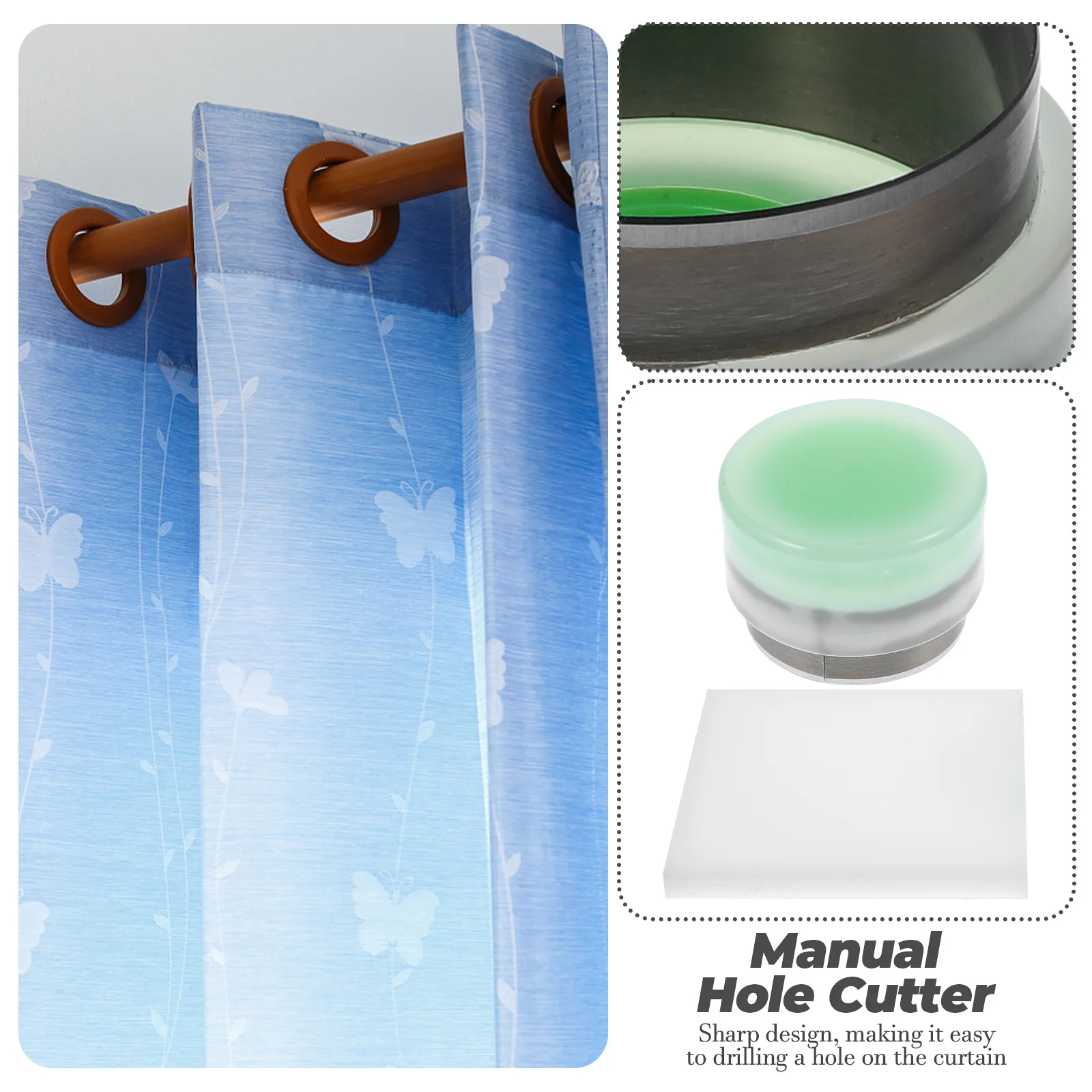 

1Pcs Curtain Hole Cutter Manual Durable Practical Hole Opener White Hand Tool for Easy Curtain Drilling Hand Tool