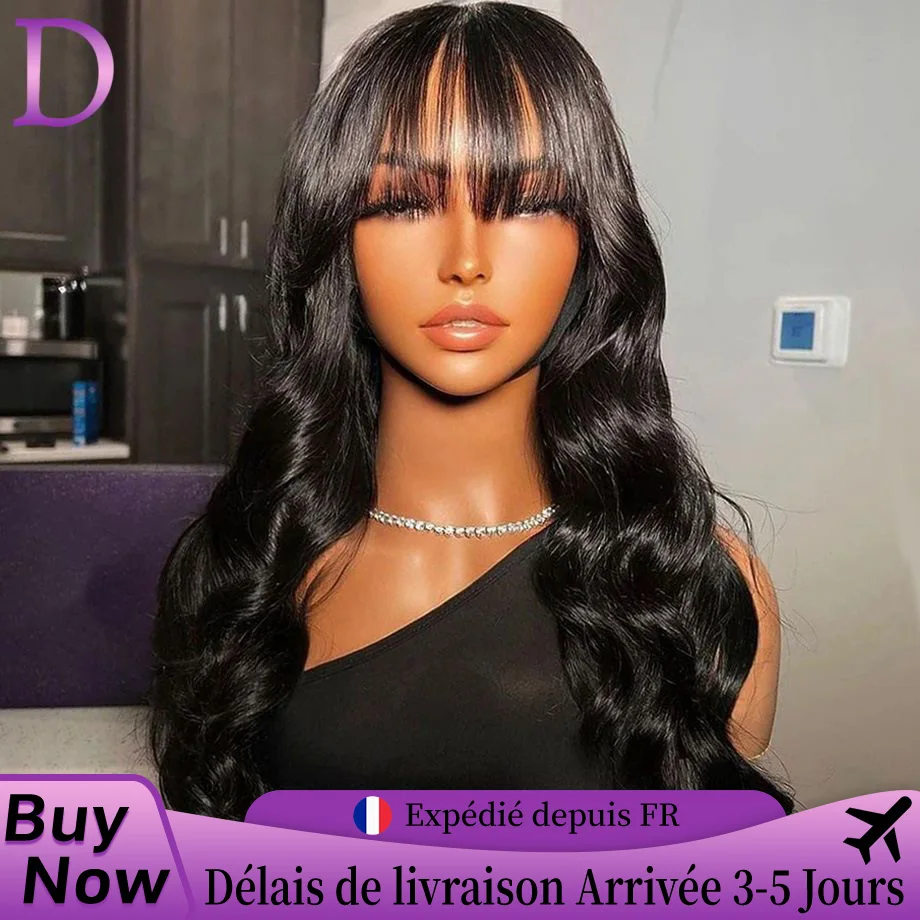 Perruques Franges Cheveux Humains Perruque Cheveux Humain Ondulé Body Wave 3X1 T Partie Dentelle Scalp Réaliste Avec Franges Pour Femmes 34 Pouces 210 Densité Perruque Brésilienne Solde Perruque