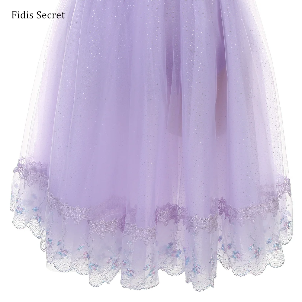 أزياء تنورات قصيرة باليه رومانسية طويلة على طراز الفلاحين باللون الأرجواني الفاتح للفتيات، ملابس راقصة الباليه نابولي/ملابس مسرح المنافسة