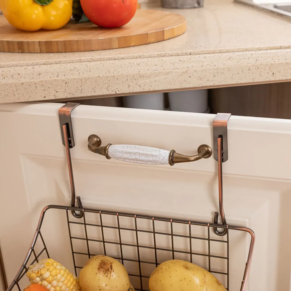 

2Pcs Hanging Iron Basket Storage Organizer for Home Cabinet Door Clothes Sundries Holder Home Storage Basket Sundries Holder